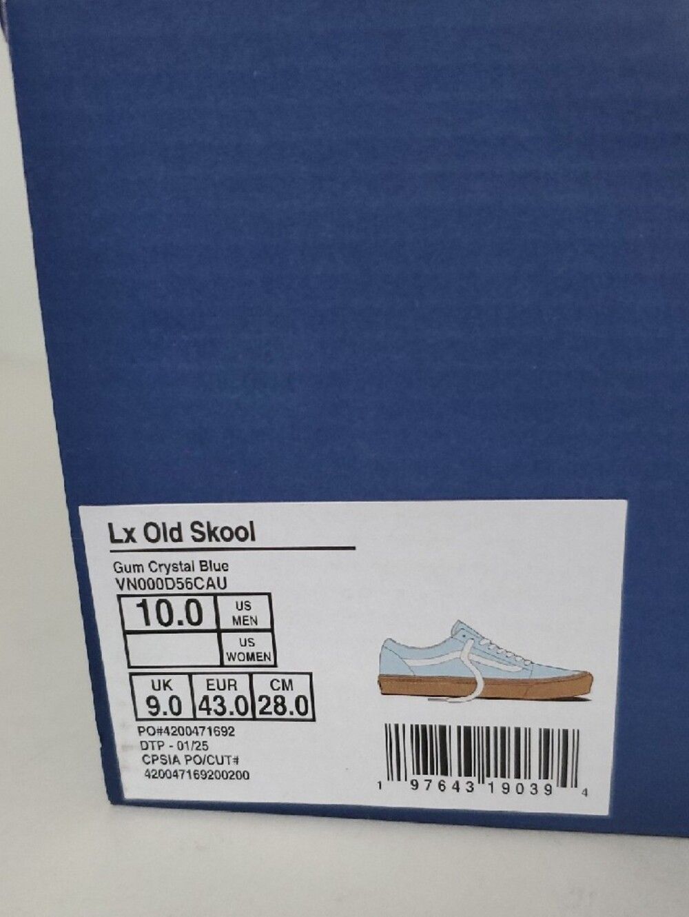 Vans Lx Old Skool Men's Crystal Blue Gum Classic Low-Top Sneakers Size 10 New - Picture 10 of 10